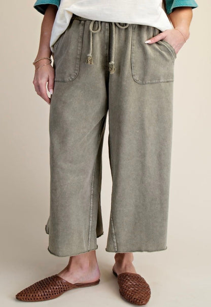 Mineral Washed Terry Knit Pants in Ash