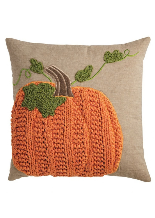 Square Knit Pumpkin Pillow