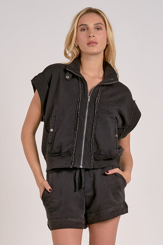 Jessica Black Zipper Vest