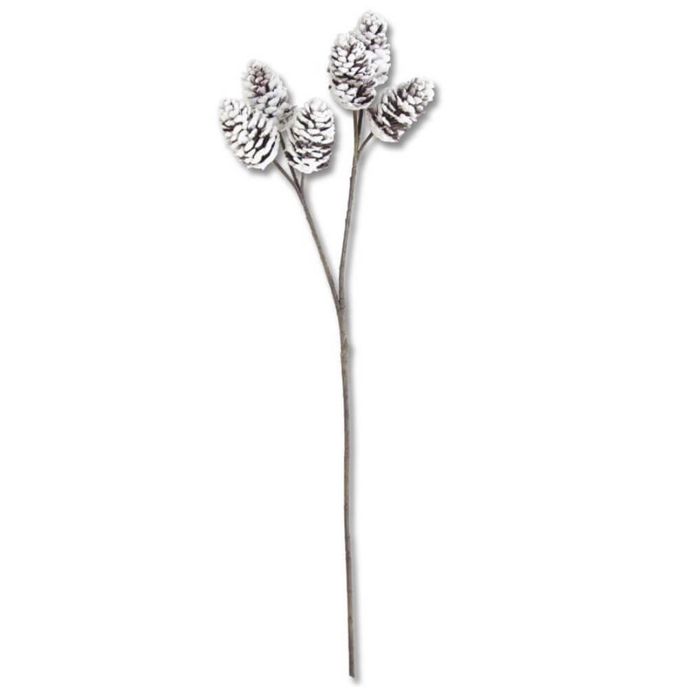 Flocked Pinecone Spray