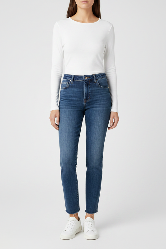 Reese High Rise Straight Raw Hem