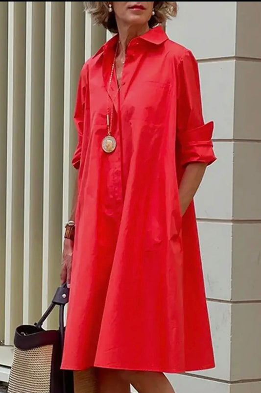 Jane Red Shirt Dress