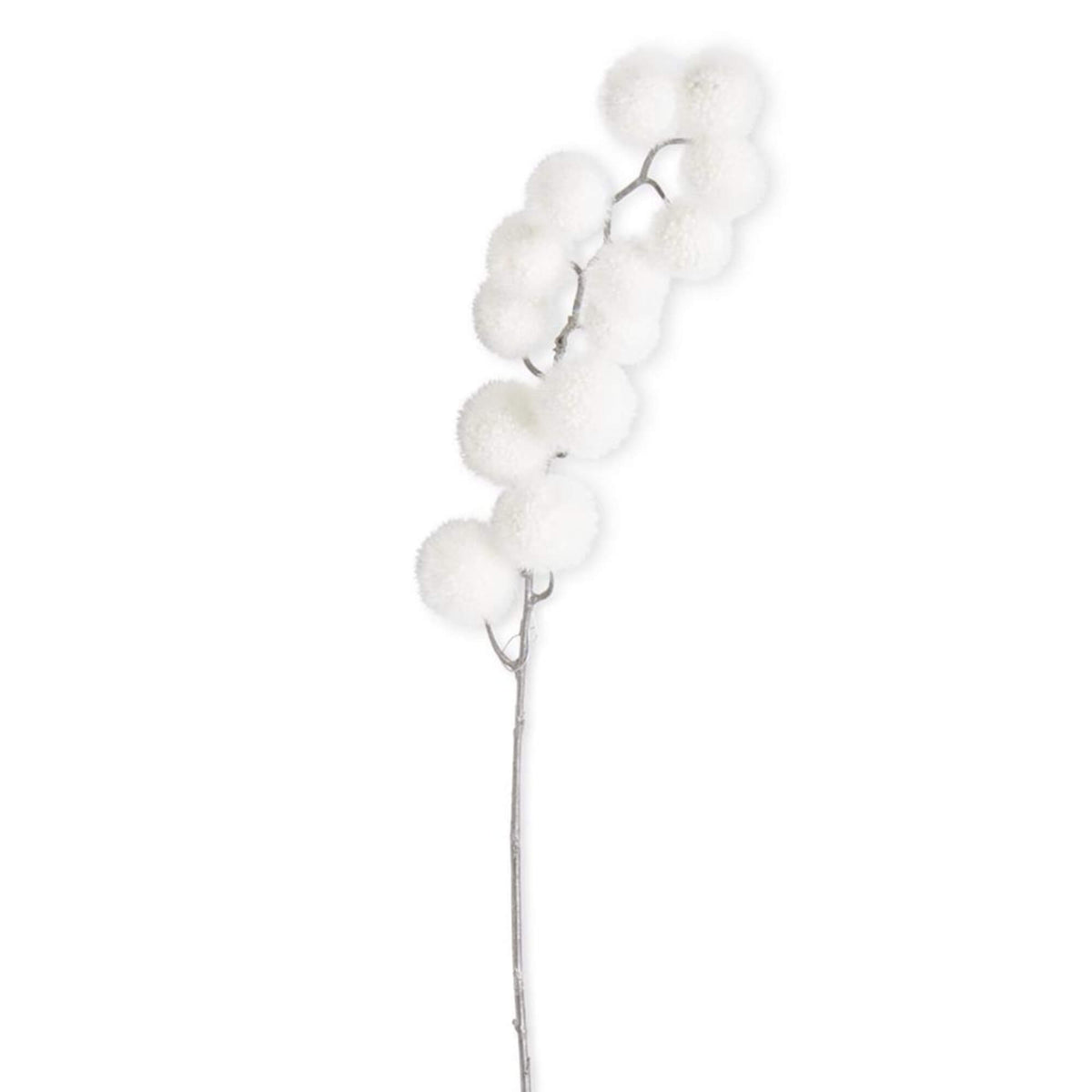White Glittered Pom Pom Spray