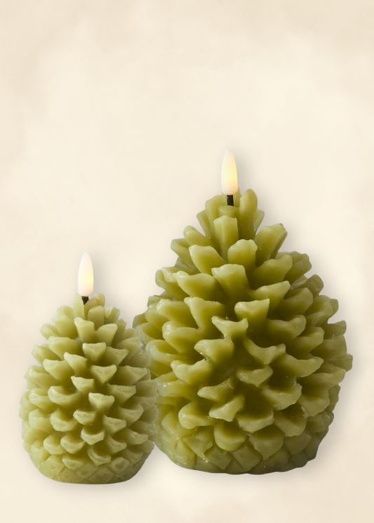 LED Lt. Green Pinecone Candle
