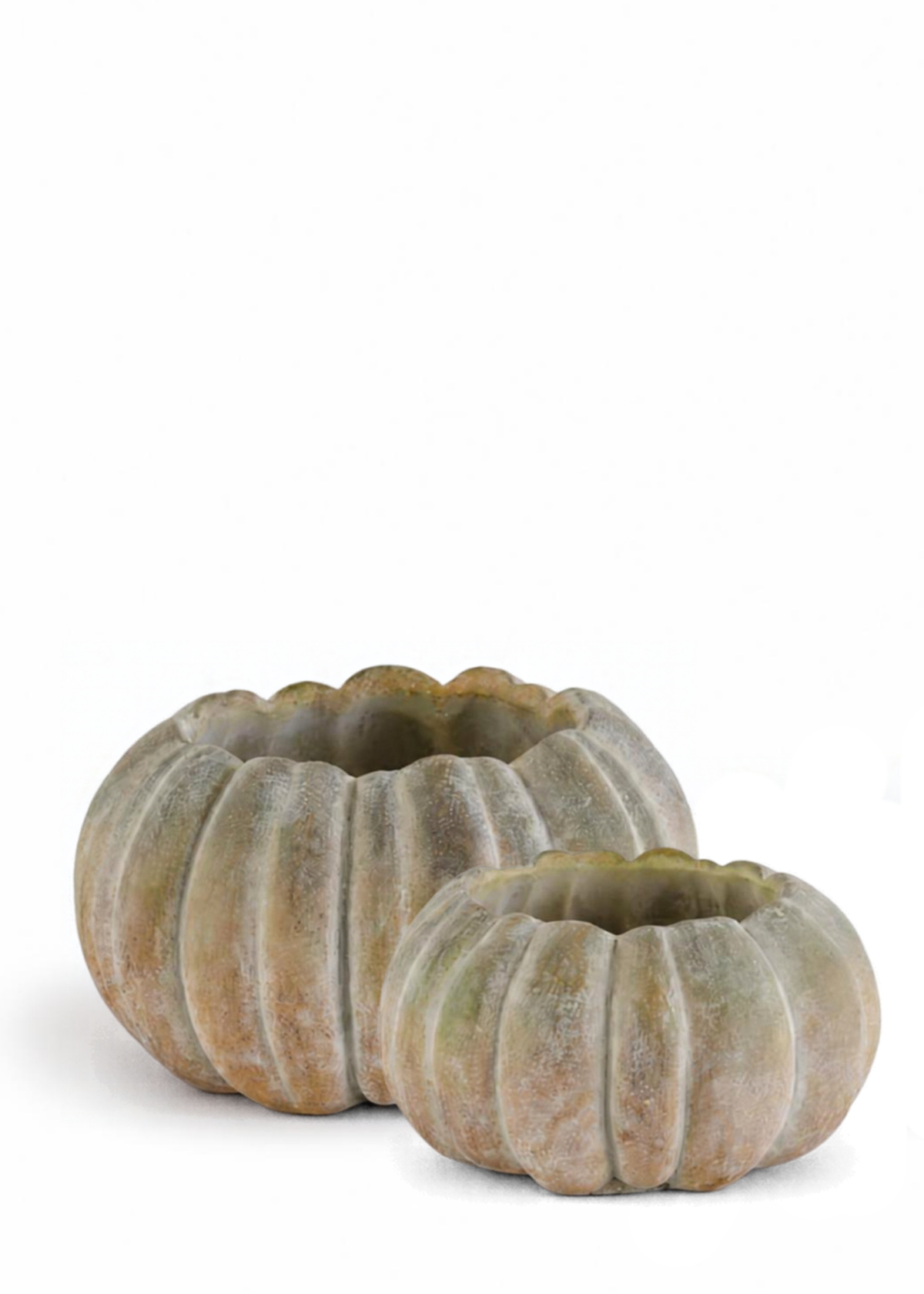 Orange & Green Cement Pumpkin Pot