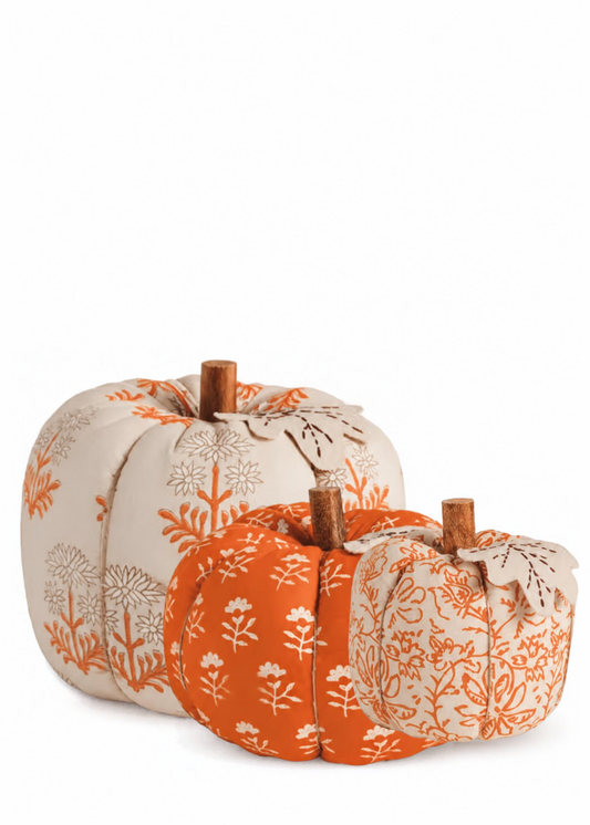 Floral Print Stuffed Pumpkin
