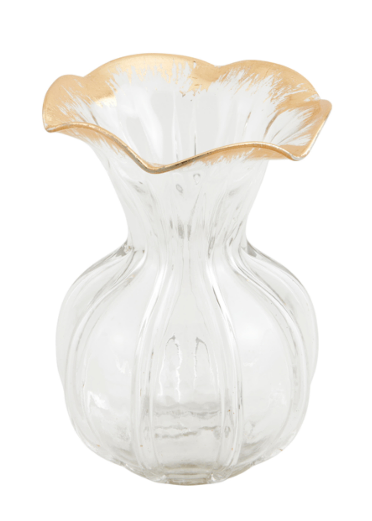 Ruffled Gold Glass Vase