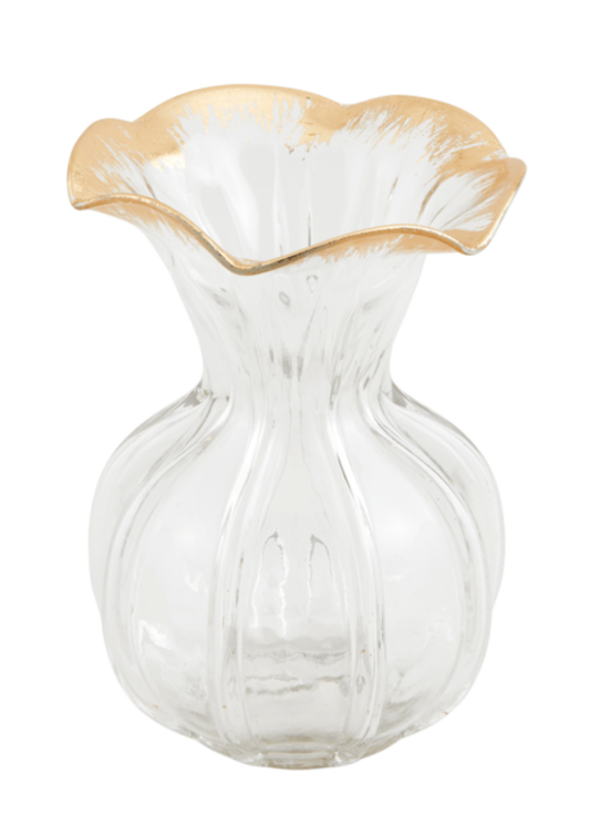 Ruffled Gold Glass Vase