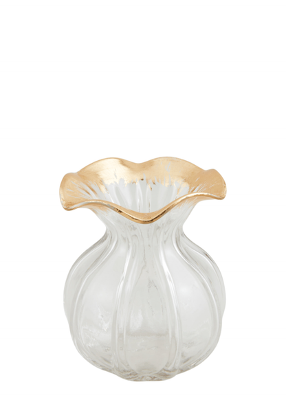 Ruffled Gold Glass Vase