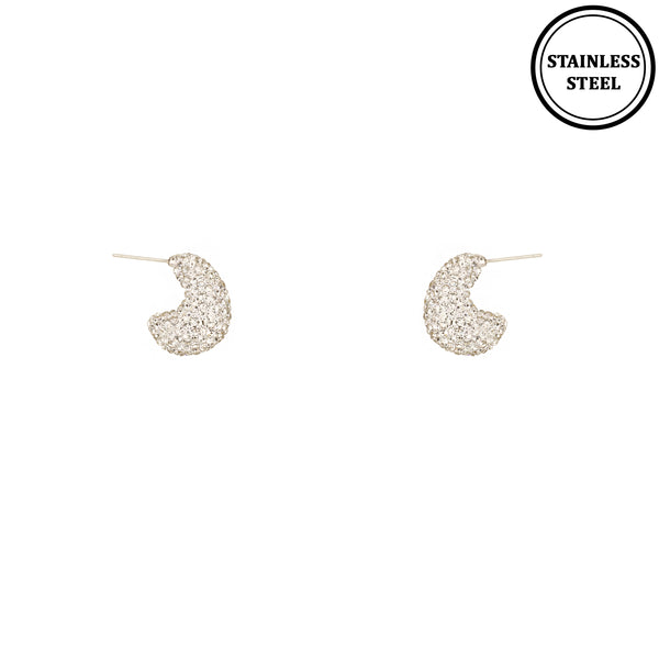 Silver Pave Rhinestone Teardrop