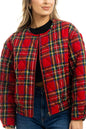 Red Plaid Quilted Zipper Jacket