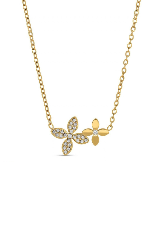 Water Resistant Double Flower Necklace