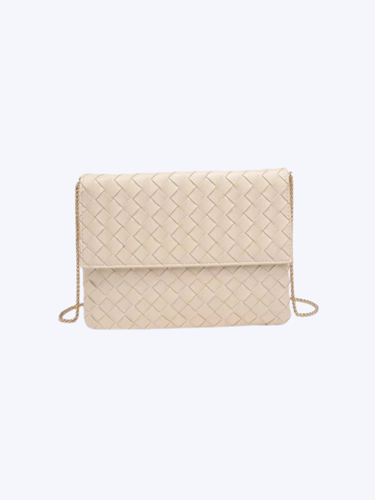 Ivy Woven Clutch in Oatmilk
