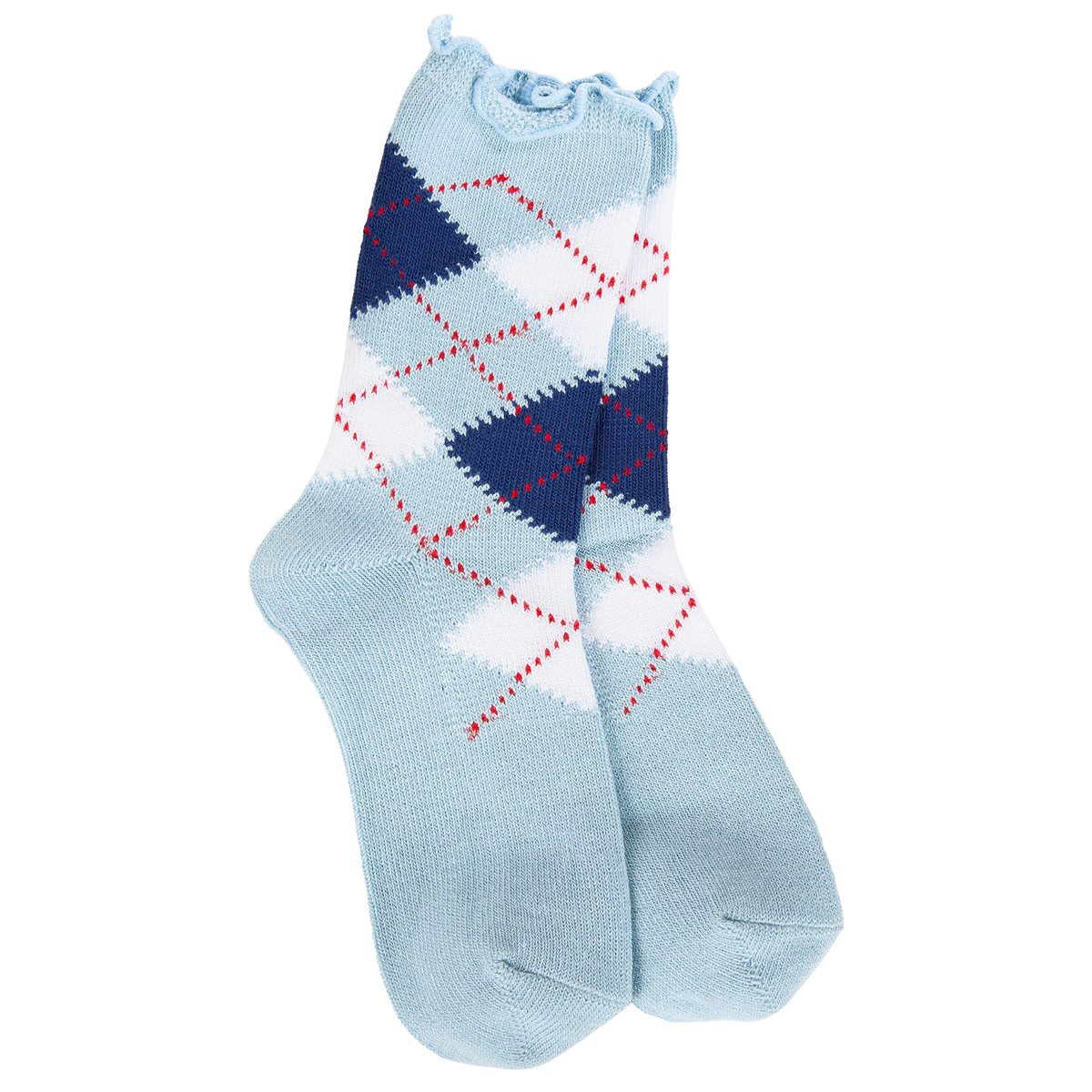Weekend Argyle Ruffle Mini Crew
