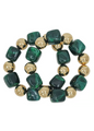 Water Resistant Gold and Emerald Green Stretch Bracelets