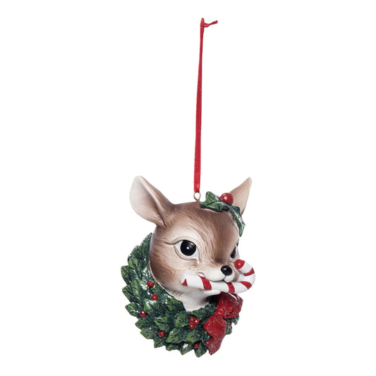 Deer with Candy Cane Ornament