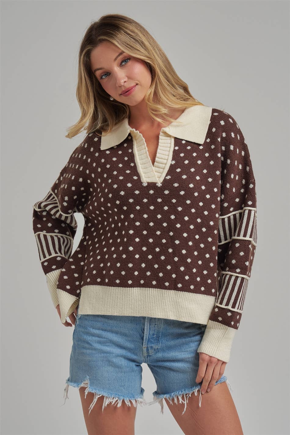 Laney Brown Polka Dot Sweater