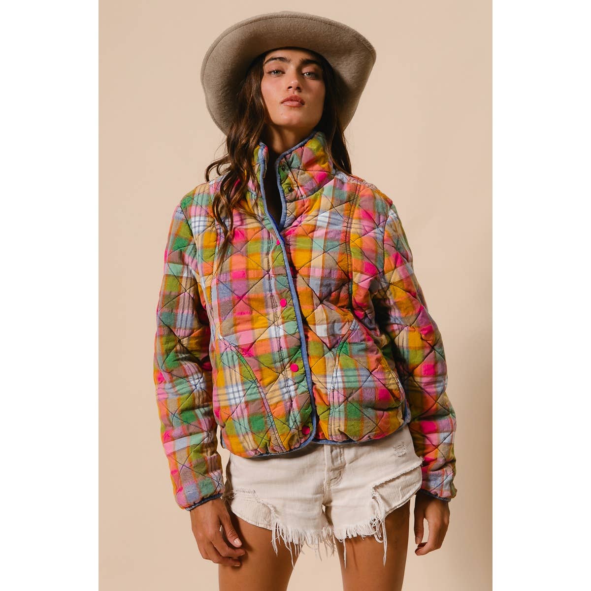 Vintage Plaid Quilted Jacket