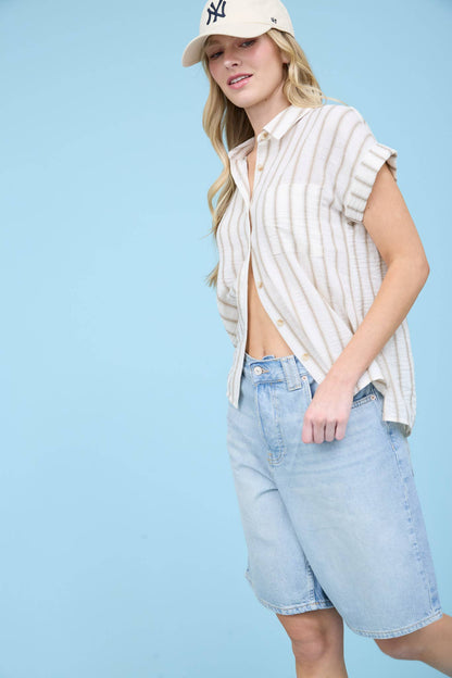 Polly Button Down Stripe Top
