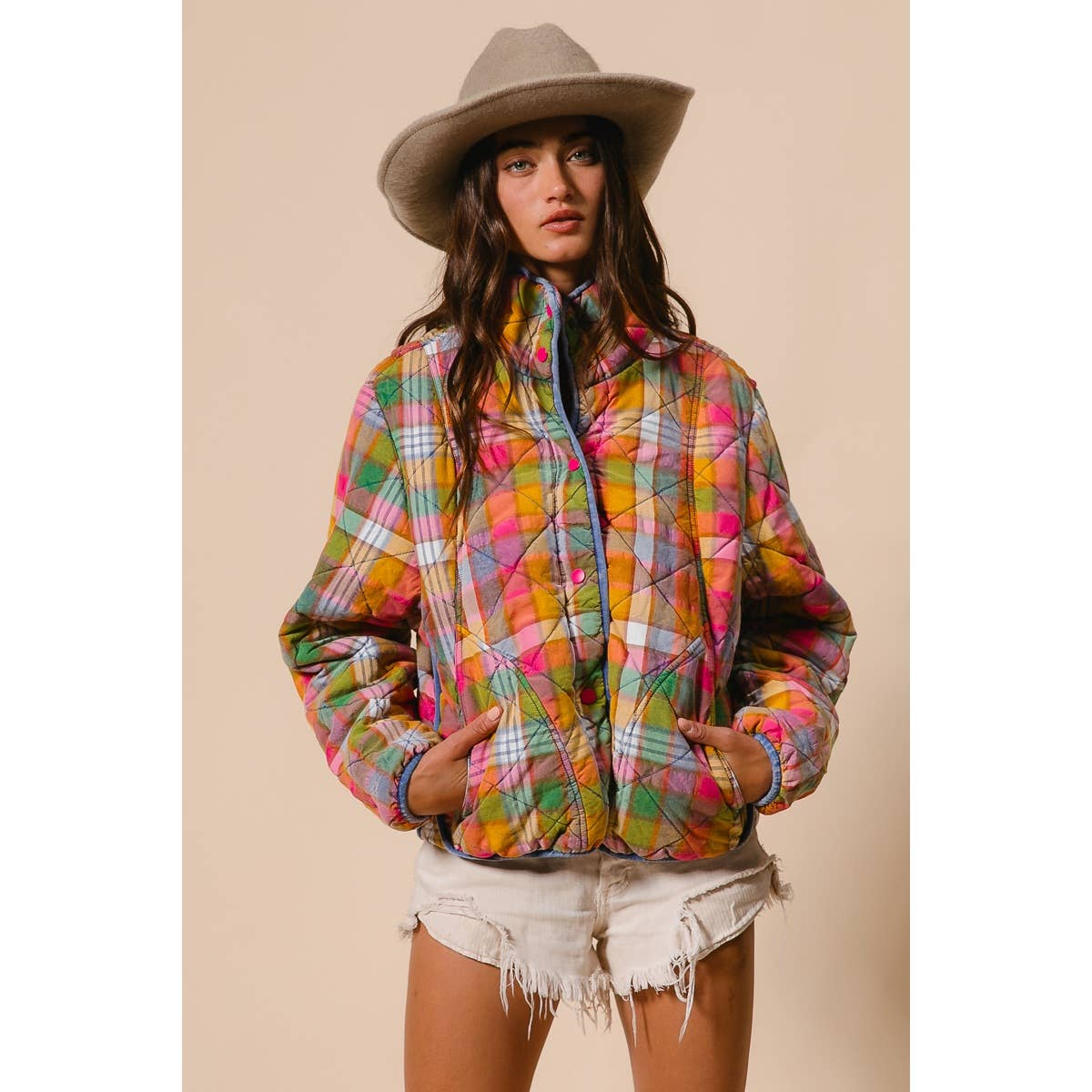 Vintage Plaid Quilted Jacket