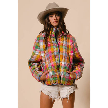 Vintage Plaid Quilted Jacket