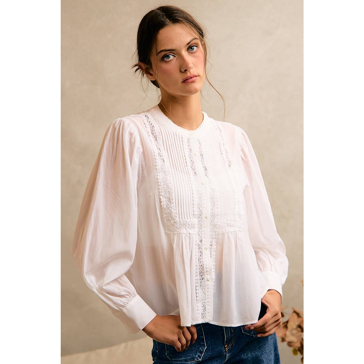 White Lace Button Up