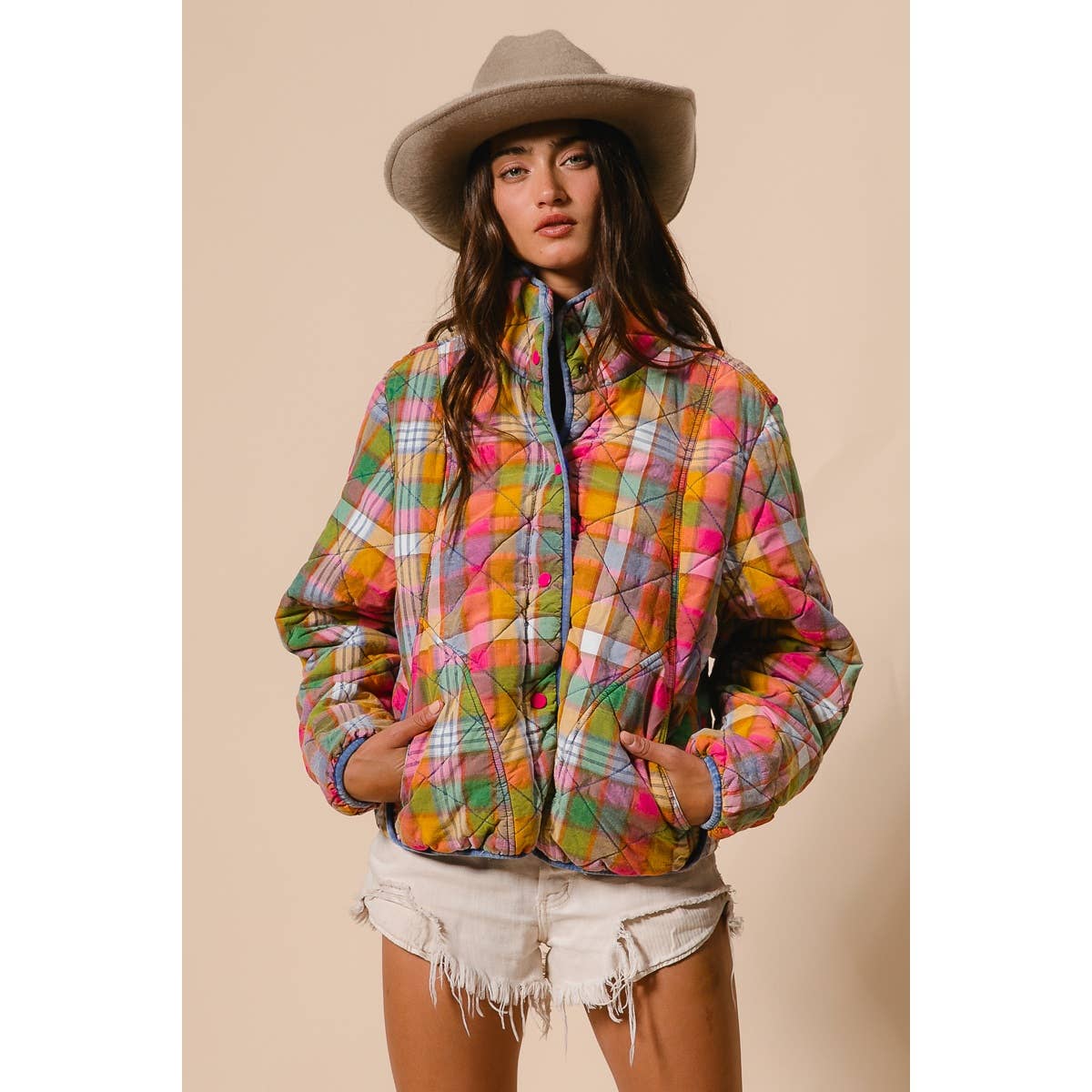 Vintage Plaid Quilted Jacket