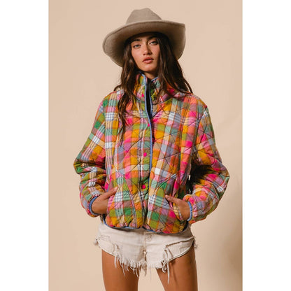 Vintage Plaid Quilted Jacket