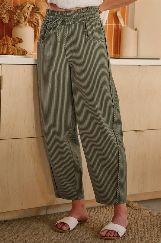 Eve Olive Striped Pants