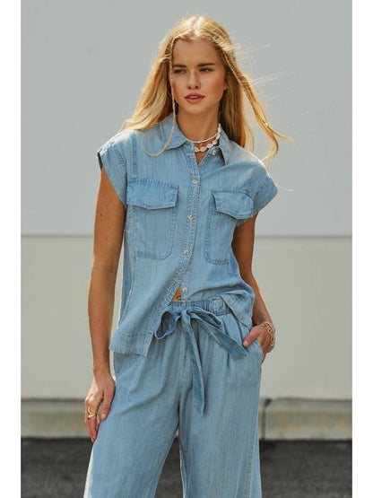 Denim Button-Front Shirt
