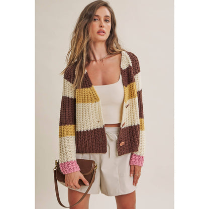 Fall Stripe Chunky Cardigan