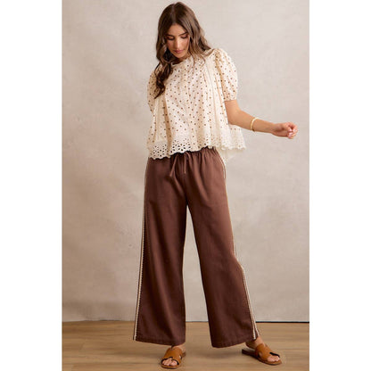 Lace Trimmed Wide Leg Pants