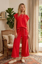Sia Red Scuba Raw Edge Set