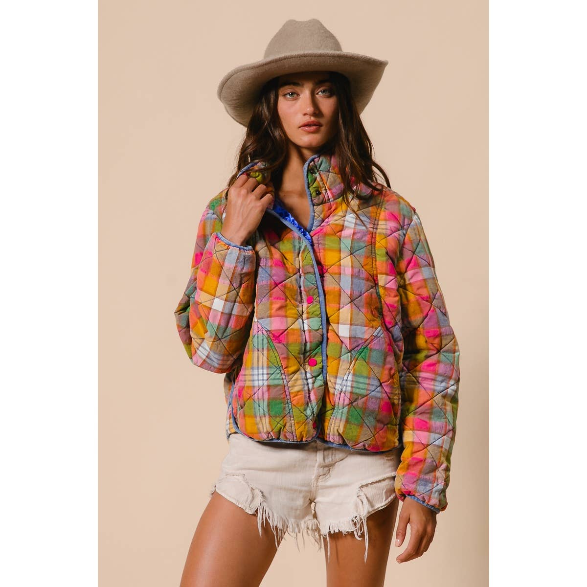 Vintage Plaid Quilted Jacket