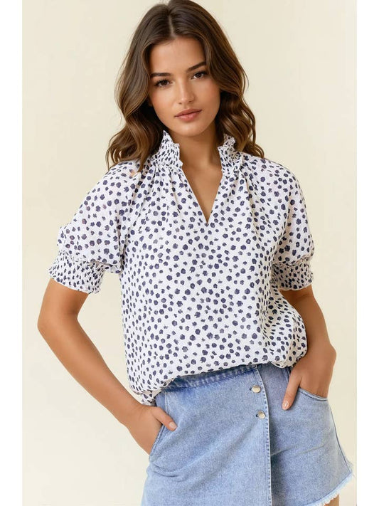 Jacquard Dot Print Blouse