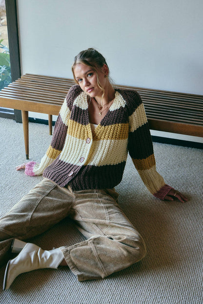 Fall Stripe Chunky Cardigan