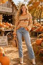 Pumpkin Striped Knit Sweater