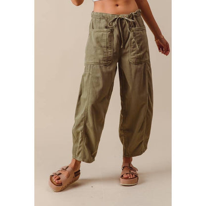 Olive Mid-Rise Wide Leg Pants