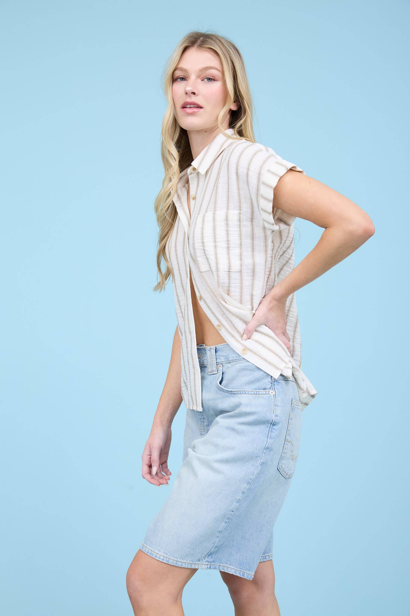 Polly Button Down Stripe Top