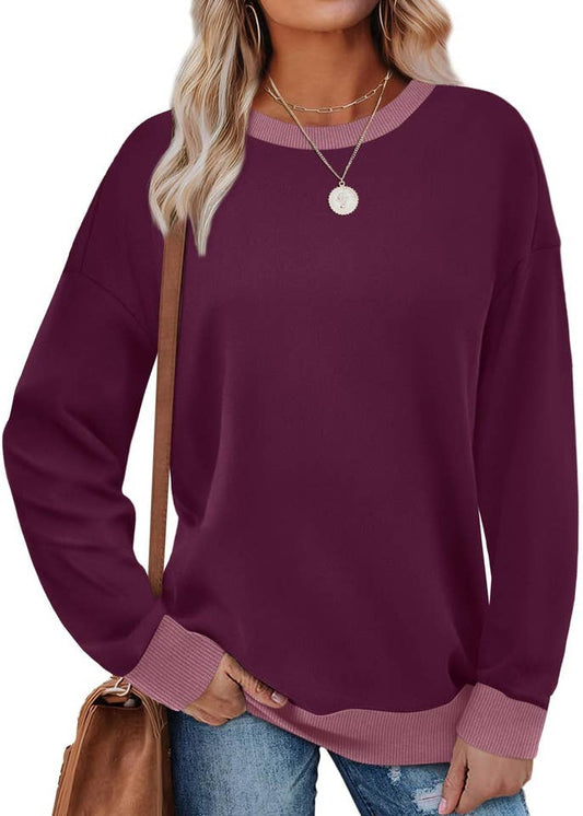 Purple Colorblock Crewneck Sweatshirt