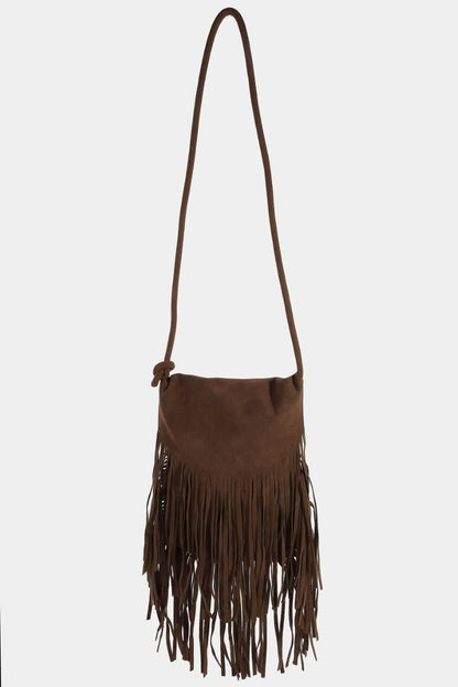 Faux Suede Fringe Bag