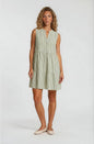 Sage & White Stripe Sleeveless Dress