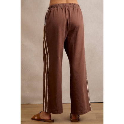 Lace Trimmed Wide Leg Pants