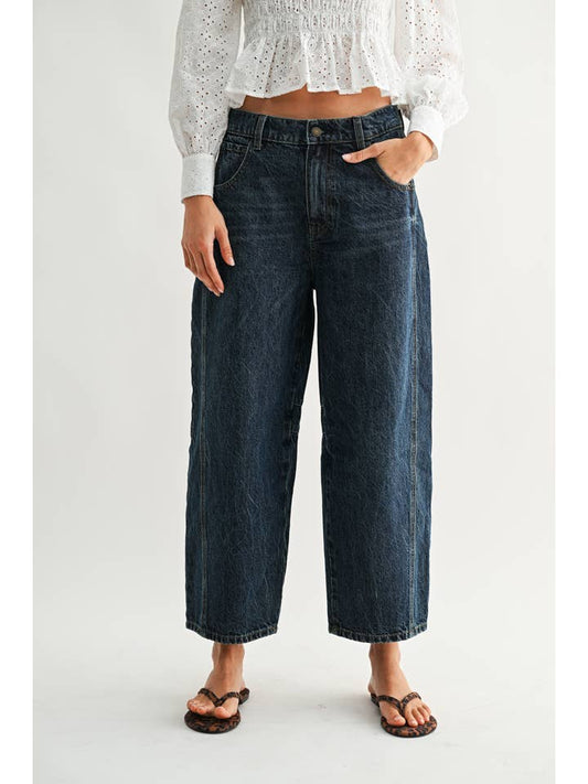 Cammy Dark Wash Barrel Jean