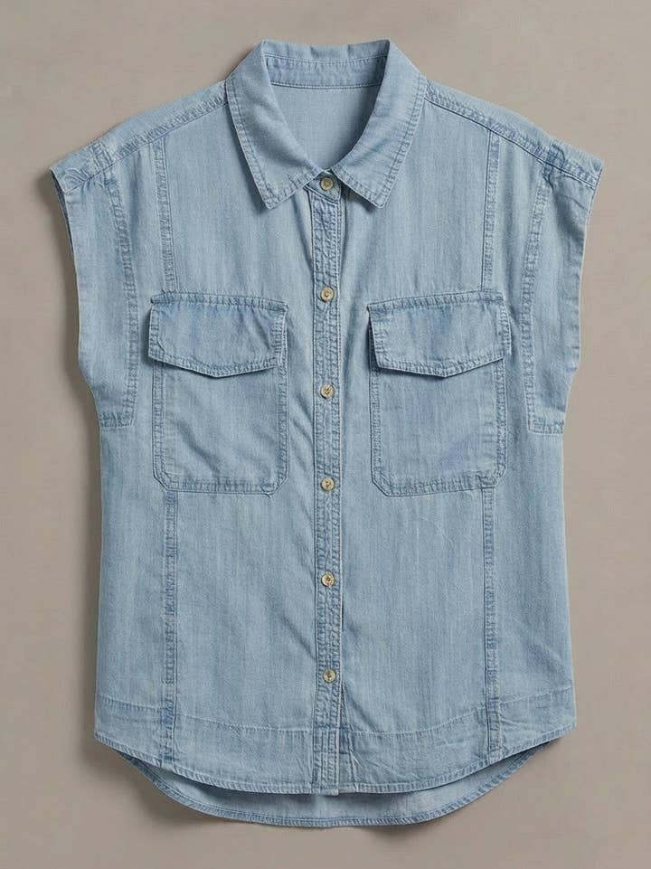 Denim Button-Front Shirt