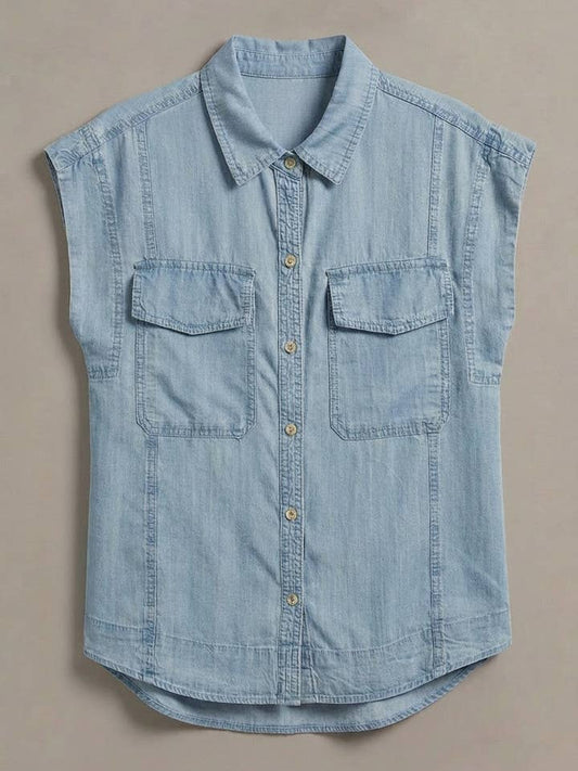 Denim Button-Front Shirt