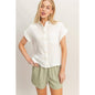 Tina Rolled Sleeve Button-Up Top