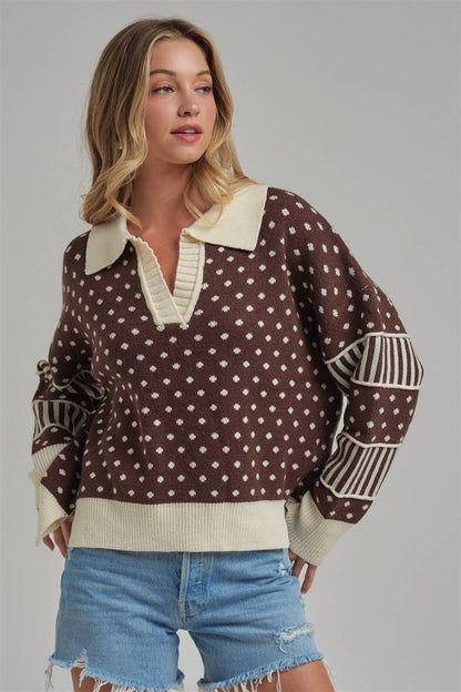 Laney Brown Polka Dot Sweater