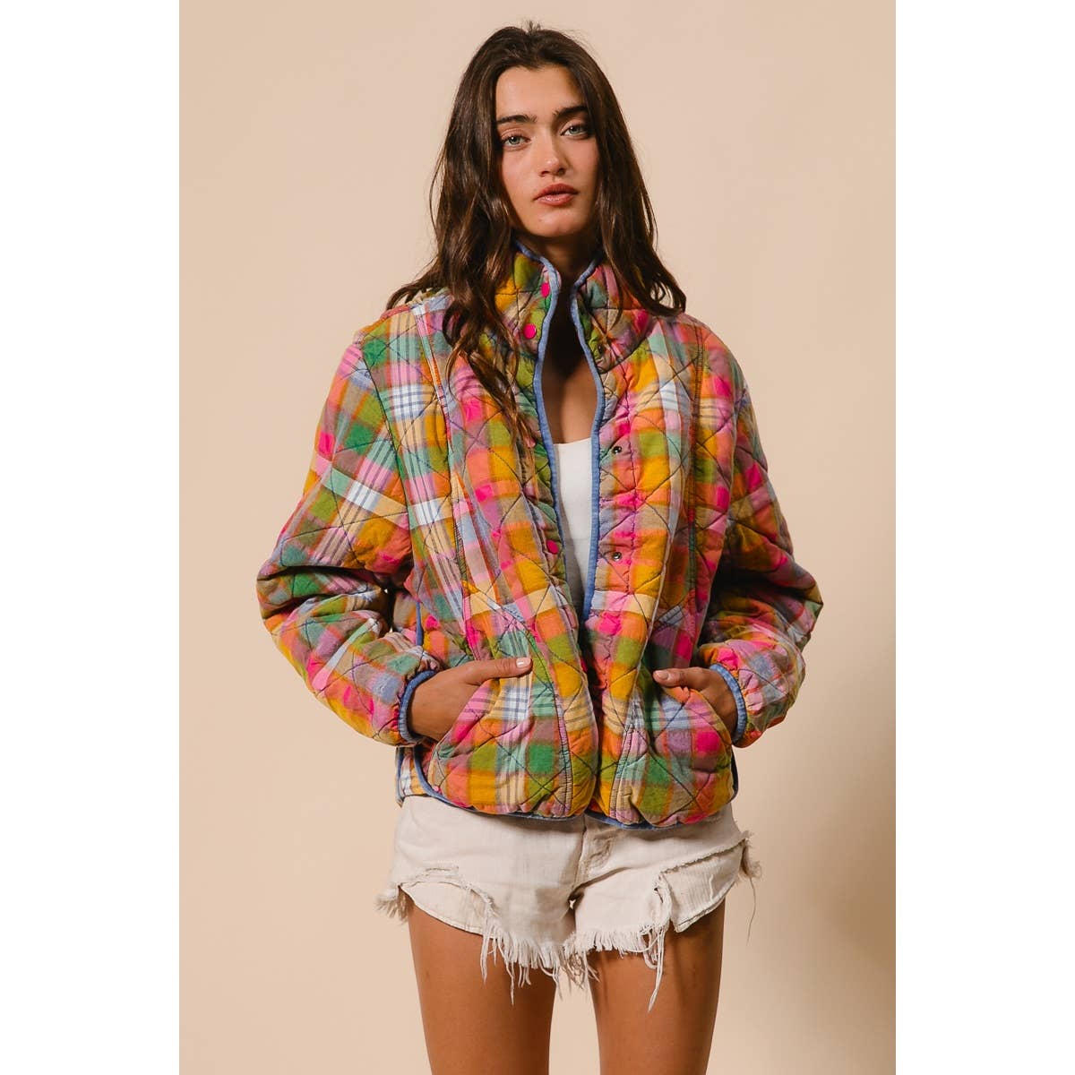 Vintage Plaid Quilted Jacket