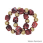 Water Resistant Gold and Maroon Stretch Bracelets